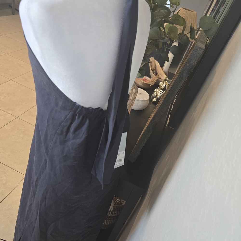 Antonio Melani Women's Sondra Halter Navy Maxi Dress Linen Size S - Picture 4 of 7
